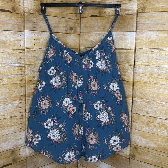 TORRID FLORAL PRINT BUTTON FRONT GEORGETTE SEMI-SHEER SWING TANK SIZE 6X - Picture 1 of 3